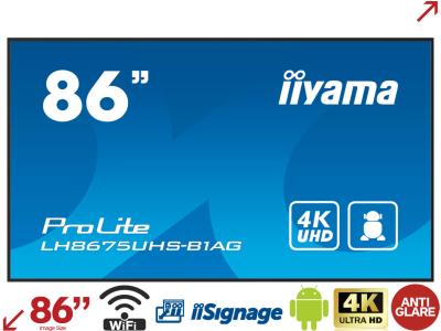 iiyama ProLite LH8675UHS-B1AG 86” 4K Digital Signage Display with iiSignage²