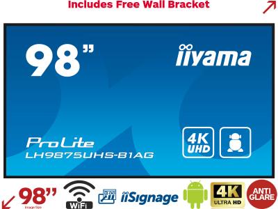 iiyama ProLite LH9875UHS-B1AG 98” 4K Digital Signage Display with iiSignage²
