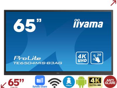 iiyama ProLite TE6504MIS-B3AG 65” 4K iiWare 9.0 Business Interactive Touchscreen
