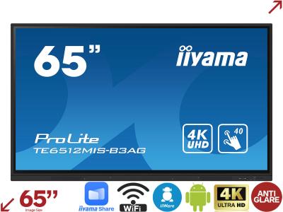 iiyama ProLite TE6512MIS-B3AG 65” 4K iiWare 10.0 Education Interactive Touchscreen