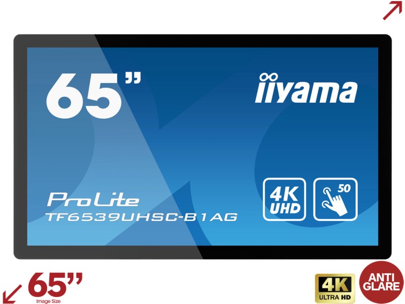 iiyama ProLite TF6539UHSC-B1AG 65” 4K Interactive PCAP Through Glass Touchscreen