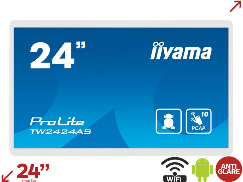 iiyama ProLite TW2424AS-W1 24” PCAP Interactive Signage Touchscreen with Android