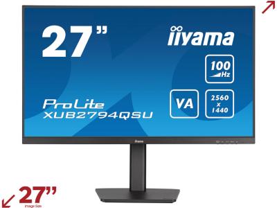 iiyama ProLite XUB2794QSU-B6 27” WQHD Monitor with Height Adjustable Stand