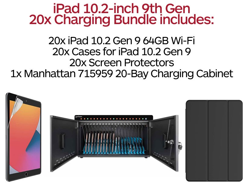 20 x iPad 10.2 9th Gen Charging Bundle with Manhattan 715959 Charging Cabinet