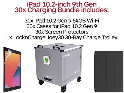 30 x iPad 10.2 9th Gen Charging Bundle with LocknCharge LNC10379 Joey30 Charging Cart