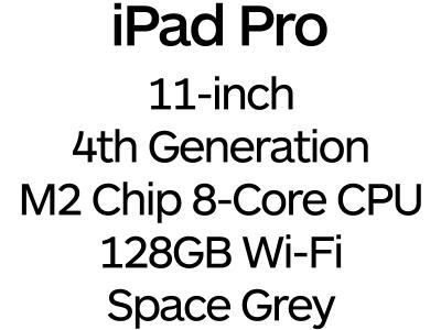Apple iPad Pro 11-inch 4th Gen - Thunderbolt 4, 8-Core M2 Chip, 128GB, Wi-Fi - Space Grey / MNXD3B/A