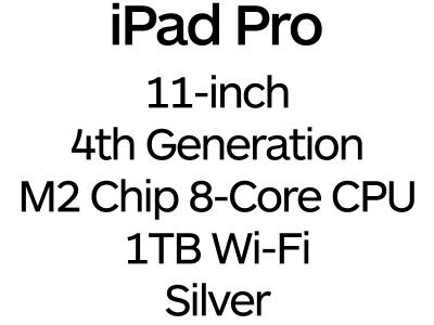 Apple iPad Pro 11-inch 4th Gen - Thunderbolt 4, 8-Core M2 Chip, 1TB, Wi-Fi - Silver / MNXL3B/A