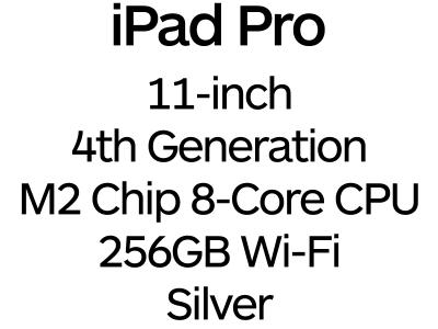 Apple iPad Pro 11-inch 4th Gen - Thunderbolt 4, 8-Core M2 Chip, 256GB, Wi-Fi - Silver / MNXG3B/A
