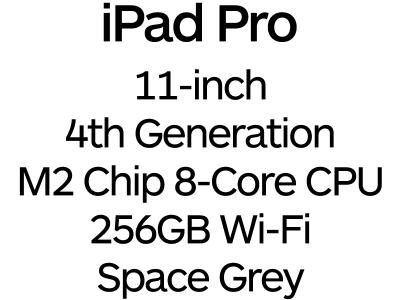 Apple iPad Pro 11-inch 4th Gen - Thunderbolt 4, 8-Core M2 Chip, 256GB, Wi-Fi - Space Grey / MNXF3B/A