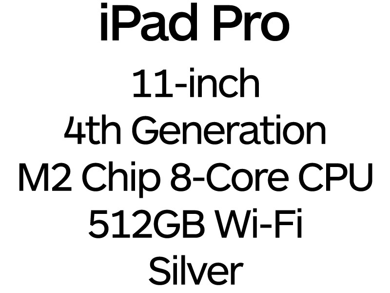 Apple iPad Pro 11-inch 4th Gen - Thunderbolt 4, 8-Core M2 Chip, 512GB, Wi-Fi - Silver / MNXJ3B/A