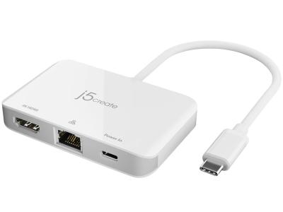 j5create JCA351 USB-C to 4K HDMI Ethernet Adapter - White