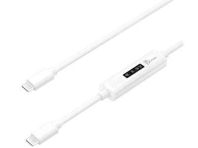 j5create JUCP14 1.2m USB-C to USB-C Dynamic Power Meter Charging Cable - White