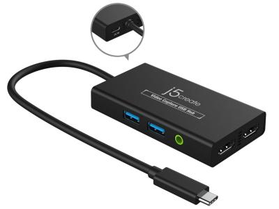 j5create JVA01 USB-C to 6-Port Hub with HDMI Video Capture - Black