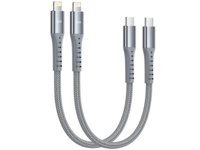 JP-UK 2 Pack 0.3m Lightning to USB-C Cable - Space Grey 