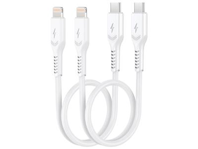 JP-UK 2 Pack 0.3m Lightning to USB-C Cable - White