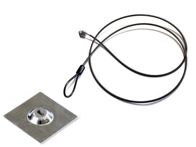 Keyed 1.5m 4mm Security Cable Lock + Adhesive Security Plate