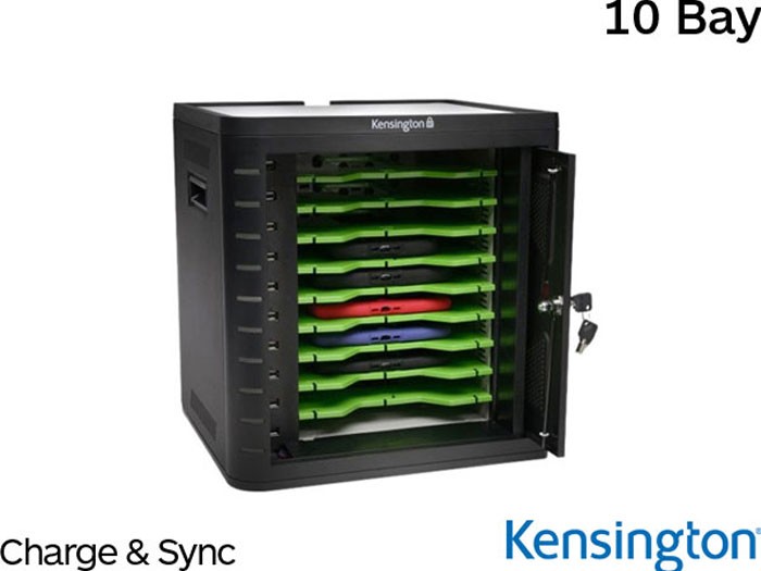 Kensington K67862EU iPad Desktop Storage, Store Charge and Sync Universal 2 Cabinet, 10 Bay, also for Android