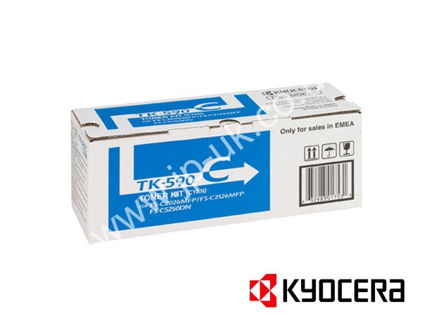 Genuine Kyocera TK-590C / 1T02KVCNL0 Cyan Toner Cartridge to fit FS-C2626MFP Colour Laser Printer  