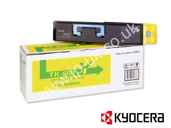 Genuine Kyocera TK-880Y / 1T02KAANL0 Yellow Toner Cartridge to fit FS-C8500DN Colour Laser Printer  