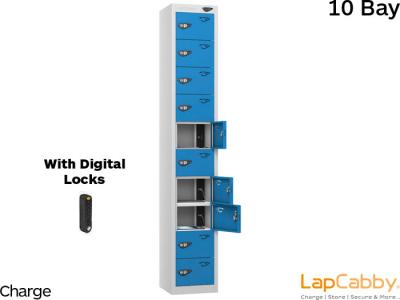 LapCabby 10 Bay Device Charging Locker with Digital Lock for iPads, Chromebooks & Laptops 