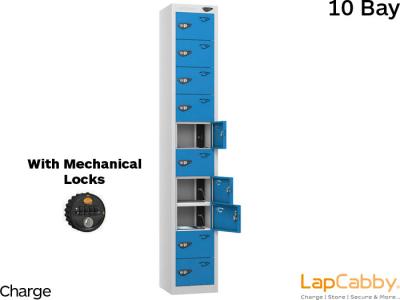 LapCabby 10 Bay Device Charging Locker with Mechanical Lock for iPads, Chromebooks & Laptops 