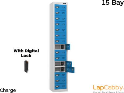 LapCabby 15 Bay Device Charging Locker with Digital Lock for iPads, Chromebooks & Laptops 