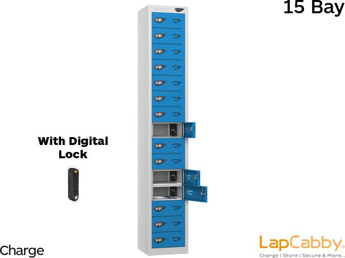 LapCabby 15 Bay Device Charging Locker with Digital Lock for iPads, Chromebooks & Laptops 