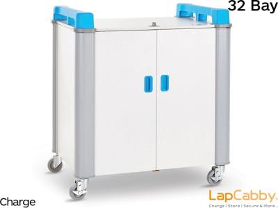 LapCabby LAP32VBL 32V Charging Trolley with 32 Vertical Bays for Laptops & Chromebooks