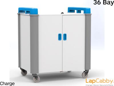 LapCabby LAP36VBL 36V Charging Trolley with 36 Vertical Bays for Laptops & Chromebooks