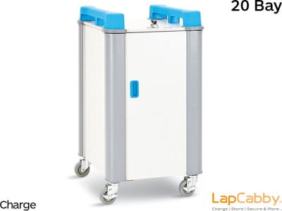 LapCabby Mini 20V Charging Trolley with 20 Vertical Bays for Tablets & Chromebooks