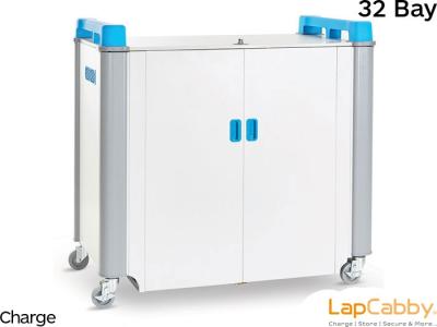 LapCabby Mini 32V Charging Trolley with 32 Vertical Bays for Tablets & Chromebooks
