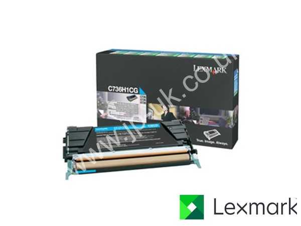 Genuine Lexmark C736H1CG Hi-Cap Cyan Toner Cartridge to fit X738 Colour Laser Printer