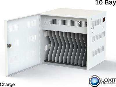 Loxit iBank 10 / 7715 with USB Charging - iPad Desktop Storage, Store and Charge, 10 Bay, Android Compatible
