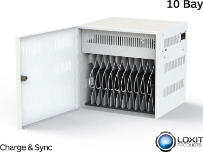 Loxit iBank 10 / 7717 with USB Sync & Charge - iPad Desktop Storage, Store and Charge, 10 Bay, Android Compatible