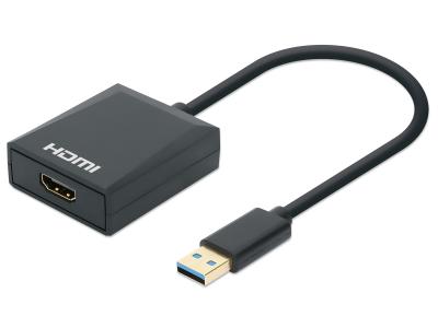 Manhattan 153690 USB-A to 1080p HDMI Adapter - Black