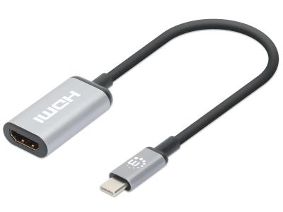 Manhattan 153706 USB-C to 4K 60Hz HDMI Adapter - Grey