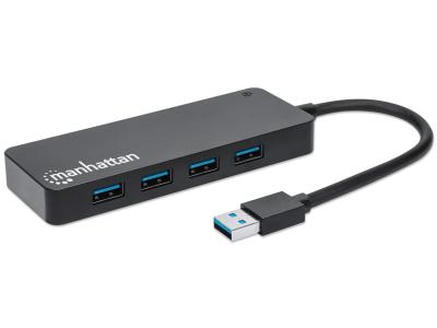 Manhattan 164900 USB-A to 4-Port USB-A 3.2 Gen 1 Hub - Black