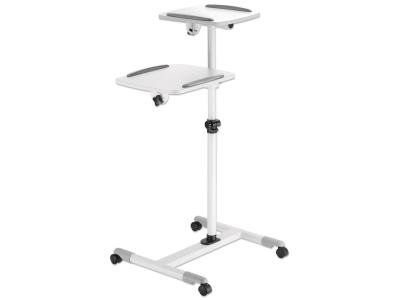 Manhattan 461726 Adjustable Dual-Shelf Mobile Trolley Mount for Projectors up to 10kg - White
