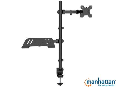 Manhattan 462136 LCD and Laptop Desk Mount with Double-Link Swing Arm - Black - for 13" - 32" Screens up to 8kg