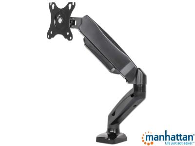 Manhattan 462303 Single Monitor Desk Mount with Gas-Spring Arm - Black - for 13" - 27" Screens up to 6.5kg