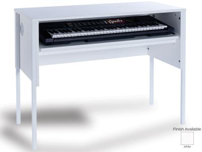 Monarch EF6003 White Music Keyboard Desk with Sliding Keyboard Shelf