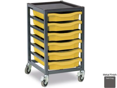 Monarch EF8803C 6 Tray Single Tray Metal Trolley with Recessed Top and Dark Grey Frame