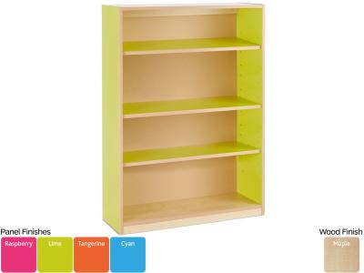 Monarch MAP1250BC Open Bookcase with 1 Fixed Shelf, 2 Adjustable Shelves & Coloured Panels - Bubblegum Range