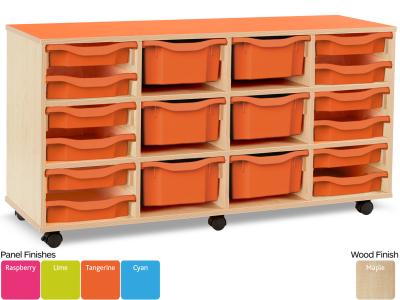 Monarch MAP4012 24 Tray Combination Tray Storage Unit with Coloured Top - Bubblegum Range