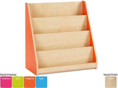 Monarch MAP4LU Single Sided Static Book Library Storage Unit with 4 Stepped Shelves & Coloured End Panels - Bubblegum Range