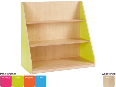 Monarch MAP6LU Single Sided Static Book Library Storage Unit with 3 Fixed Straight Shelves & Coloured End Panels - Bubblegum Range