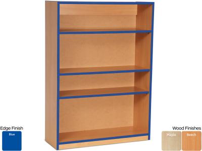Monarch MEQ1250BCBE Open Bookcase with 1 Fixed & 2 Adjustable Shelves and Blue Coloured Edges