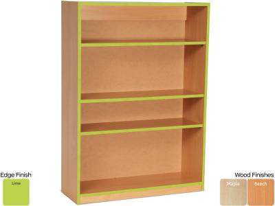 Monarch MEQ1250BCLE Open Bookcase with 1 Fixed & 2 Adjustable Shelves and Lime Coloured Edges