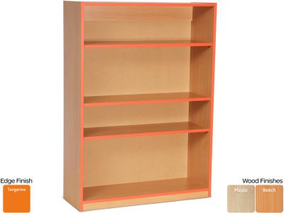 Monarch MEQ1250BCOE Open Bookcase with 1 Fixed & 2 Adjustable Shelves and Tangerine Coloured Edges