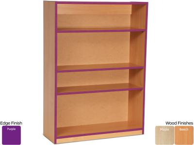 Monarch MEQ1250BCPE Open Bookcase with 1 Fixed & 2 Adjustable Shelves and Purple Coloured Edges